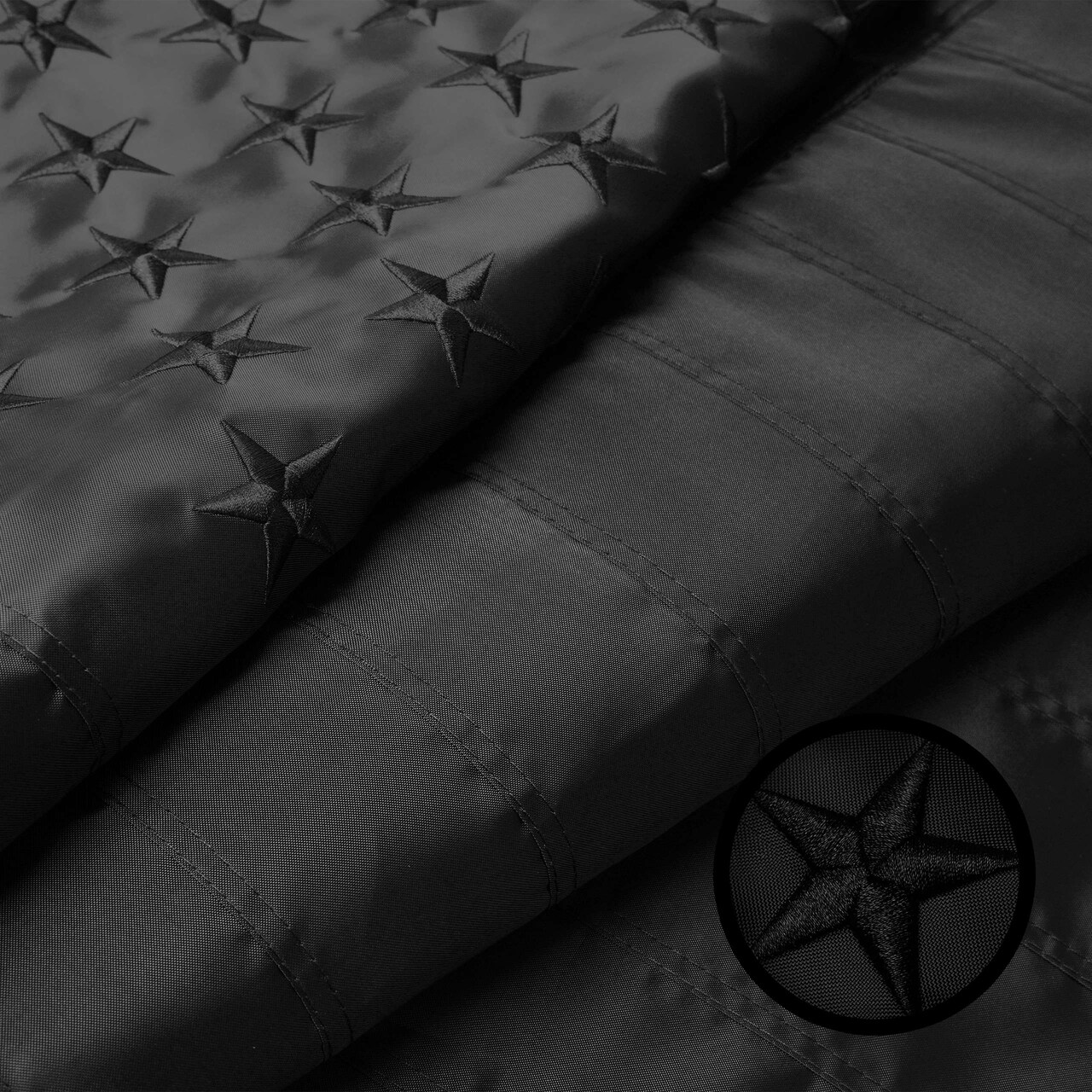 G128 American USA All Black Flag | 6x10 Ft | ToughWeave Series Embroidered 210D Polyester | Embroidered Stars, Sewn Stripes, Indoor/Outdoor, Vibrant Colors, Brass Grommets